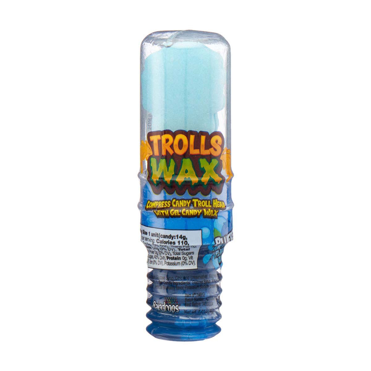 Trolls Wax Compressed Candy Troll Head With Gel Candy Wax Blueberry 1.41Oz