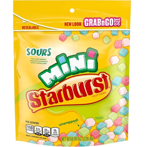 US Mini Starburst Sours Fruit Chews 226.8g