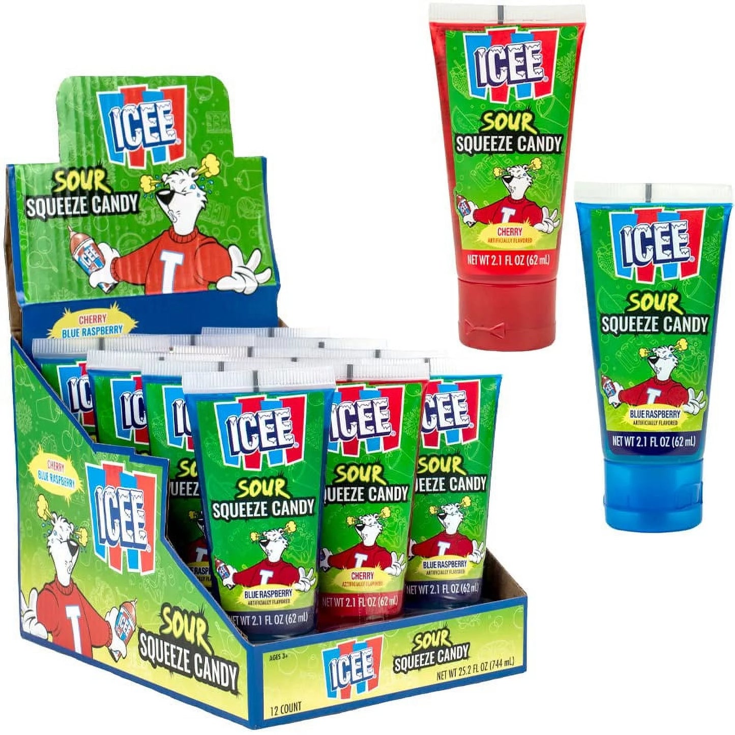 Icee Sour Squeeze Candy Blue Raspberry 2.1 Oz
