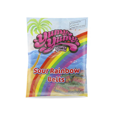 Yumy Yumy Gummy Candy Sour Rainbow Belts 4.5Oz