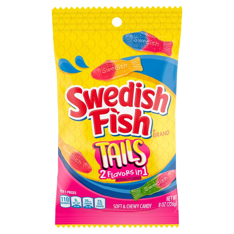 Swedish Fish Tails 2 Flavors in 1 Soft & Chewy Candy 226g