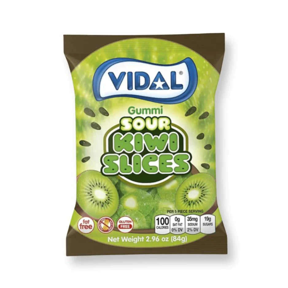 Vidal Gummi Sour Kiwi Slices 100g