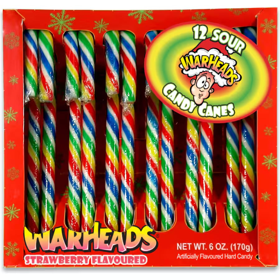 Warheads strawberry candy canes 6oz