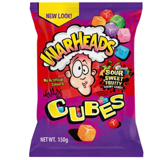 Warheads Cubes Sour Sweet & Fruity Chewy Candy 150g