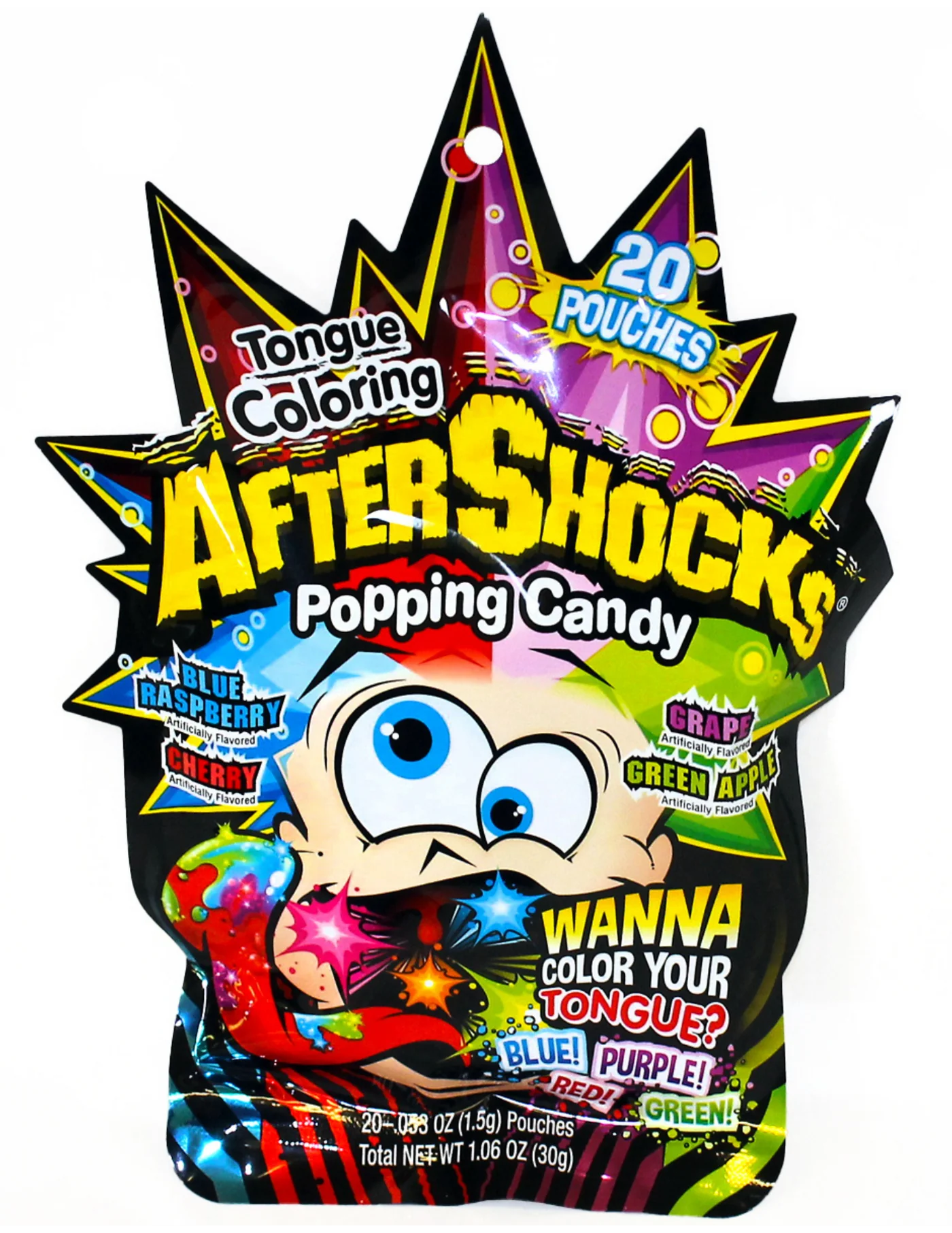 Aftershocks Tongue Coloring Popping Candy 30g