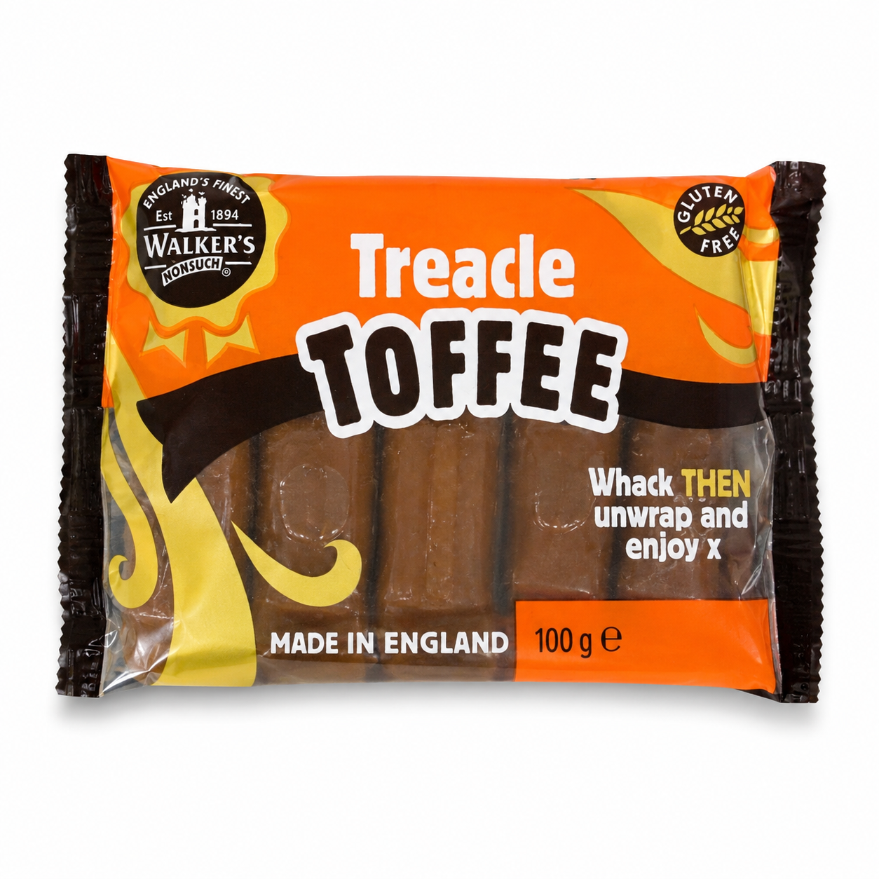 Walker's Nonsuch Treacle Toffee 100g on white background