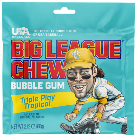 Big League Chew Triple Play Tropical Gum 60g single retail pack