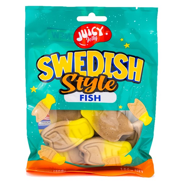 Juicy Jelly Swedish Style Banana Toffee Fish 100g single retail item