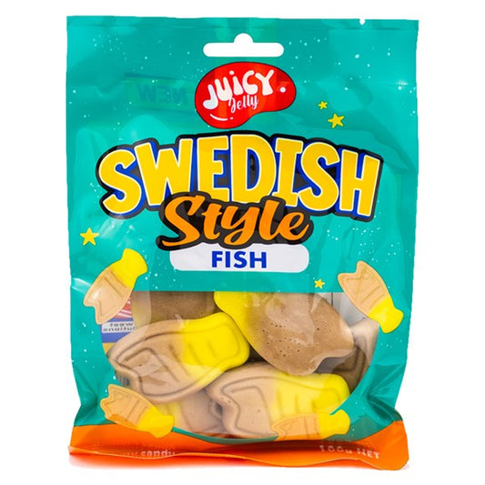 Juicy Jelly Swedish Style Banana Toffee Fish 100g single retail item