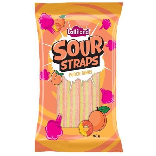 Lollinauts Sour Straps Peach Rings 160g