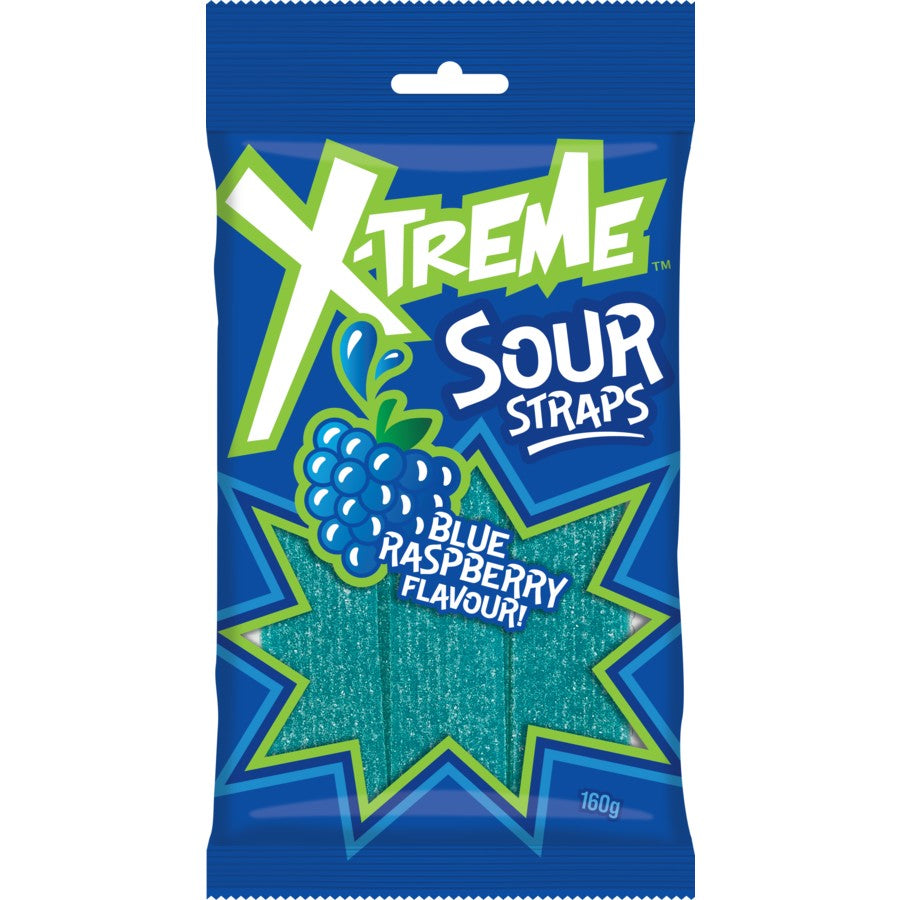X-Treme Sour Straps Blue Raspberry Flavour! 160g