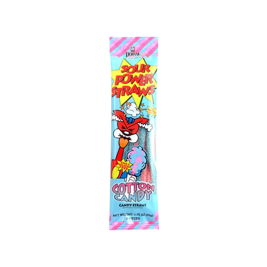 US Dorval Sour Power Straws Cotton Candy 50g