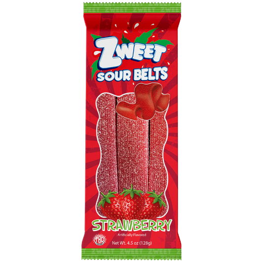 US Zweet Strawberry Sour Belts 128g