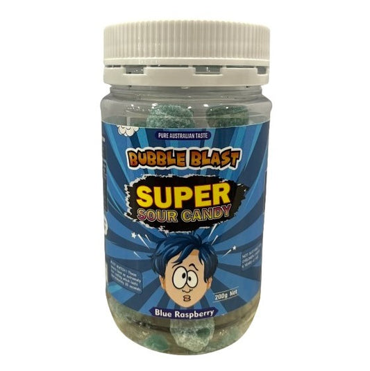 Bubble Blast Blue Raspberry Super Sour Candy 200g