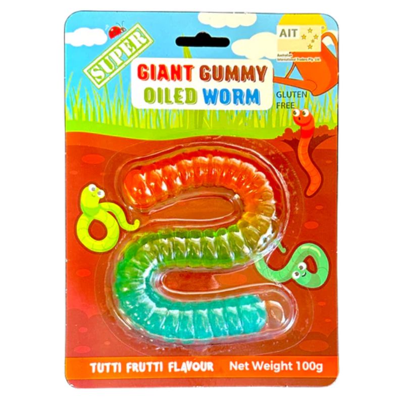 Giant Gummy Oiled Worm 100g