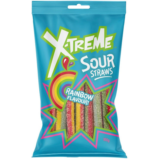 X-Treme Sour Straws Rainbow 150g